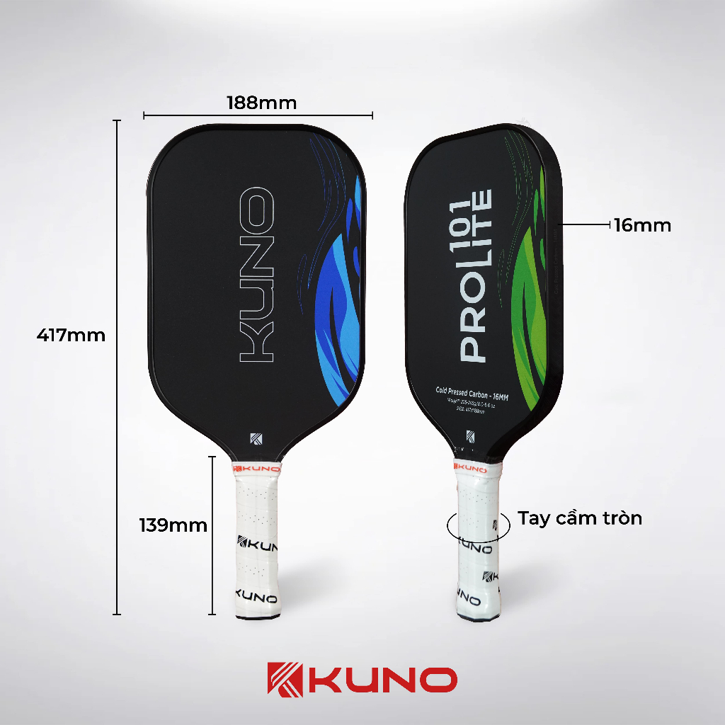 Ảnh Vợt Pickleball Kuno Prolite 101 Chính Hãng, bề mặt nhám, full carbon Fiber cao cấp, lối đánh tấn công 2