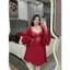 HT446 Set váy ngủ và áo choàng sexy phối ren tay loe gợi cảm, đồ ngủ lụa quyến rũ HT446 (133a+236)