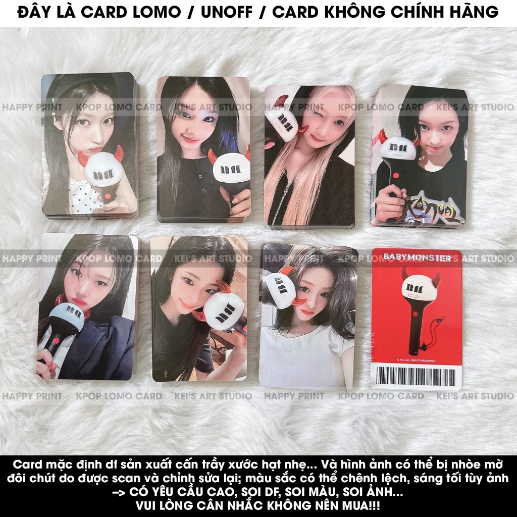 [CARD LOMO MUA 3 TẶNG 1] Thẻ ảnh babymonster lightstick: Ruka, Pharita, Asa, Ahyeon, Rami, Rora và Chiquita
