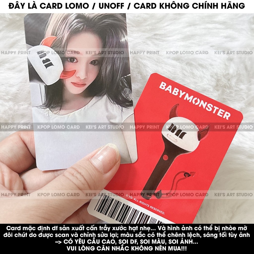 [CARD LOMO MUA 3 TẶNG 1] Thẻ ảnh babymonster lightstick: Ruka, Pharita, Asa, Ahyeon, Rami, Rora và Chiquita
