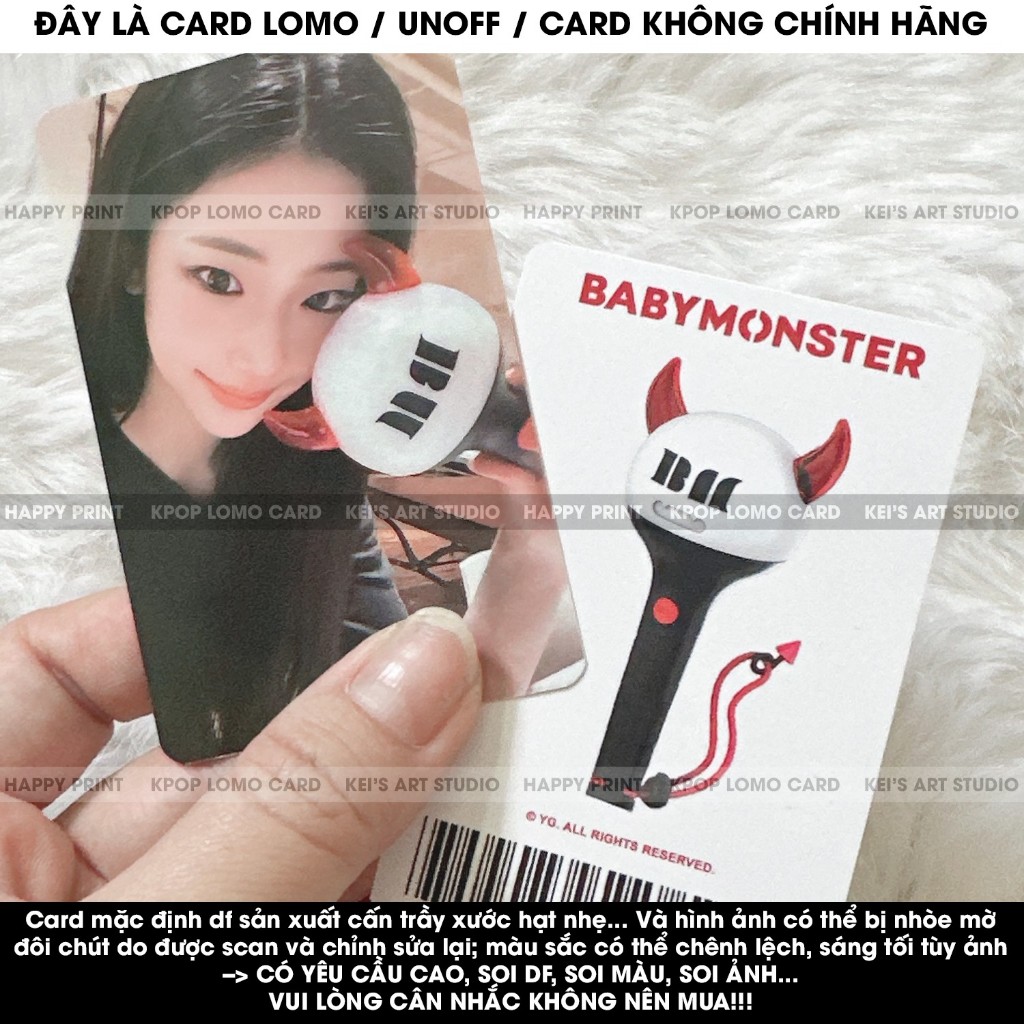 [CARD LOMO MUA 3 TẶNG 1] Thẻ ảnh babymonster lightstick: Ruka, Pharita, Asa, Ahyeon, Rami, Rora và Chiquita