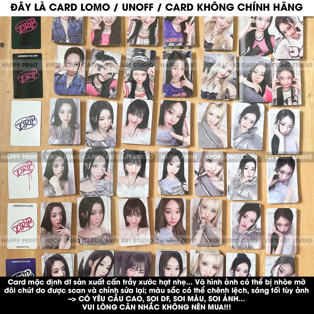 [CARD LOMO] Set 7 Thẻ ảnh babymonster DRIP album mới: Baemon, BM, Ruka ...