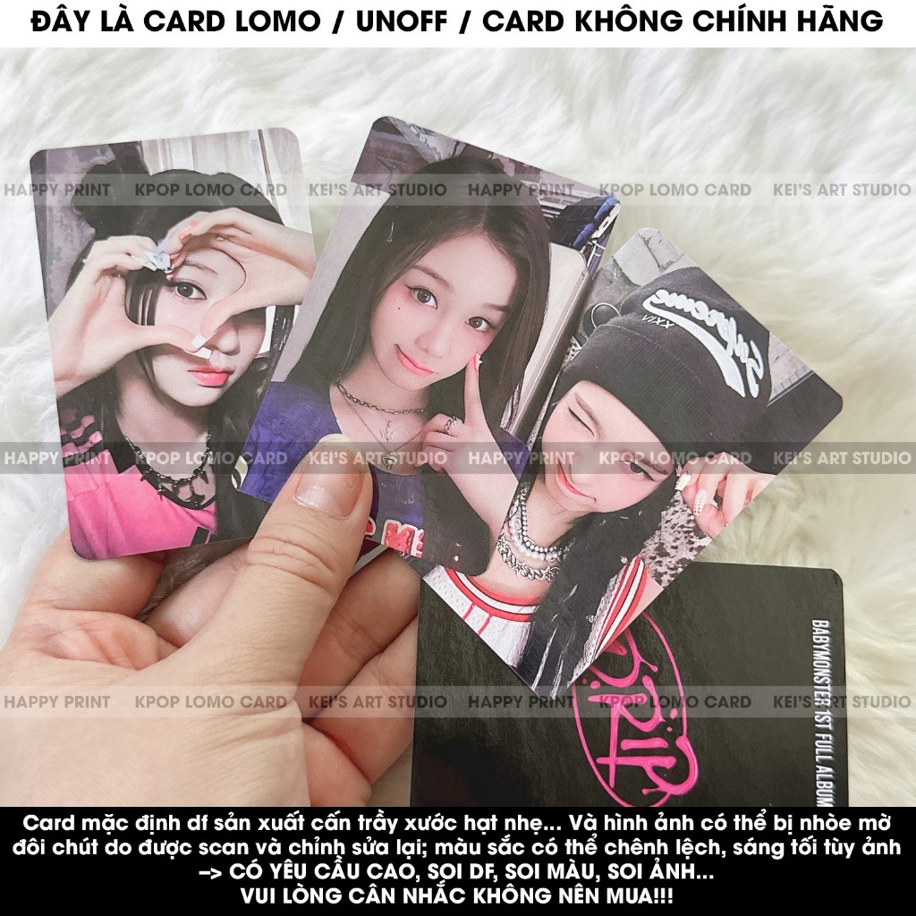 [CARD LOMO] Set 7 Thẻ ảnh babymonster DRIP album mới: Baemon, BM, Ruka, Pharita, Asa, Ahyeon, Rami, Rora và Chiquita