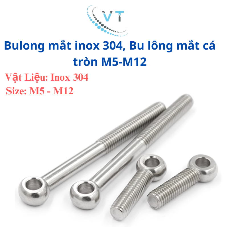 Bulong mắt inox 304, Bu lông mắt cá tròn M14-M20