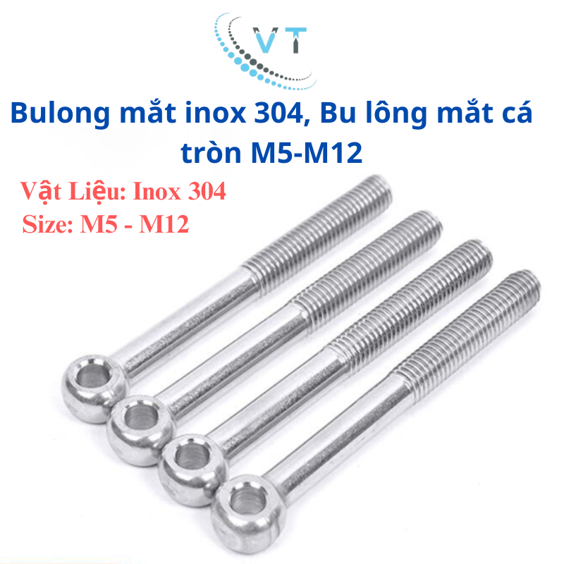 Bulong mắt inox 304, Bu lông mắt cá tròn M14-M20