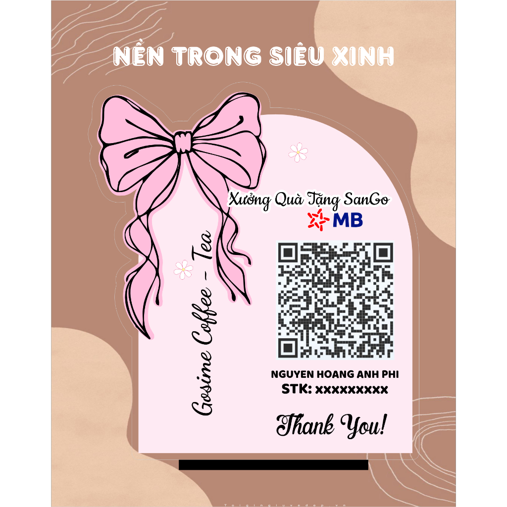 Biển QR siêu xinh để bàn  In UV nền trong  theo yêu cầu  - Xưởng quà tặng Sango