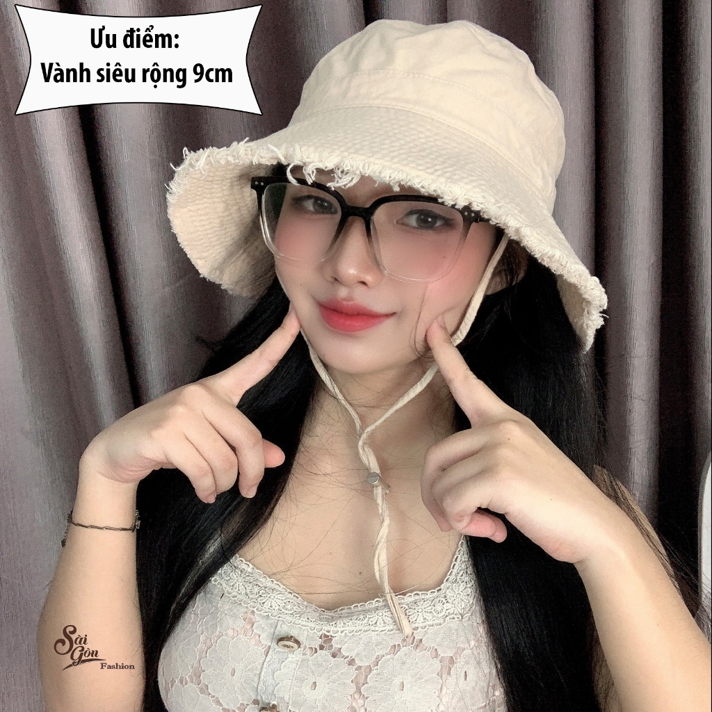 Mũ Bucket Tua Rua Nơ Vành Rộng Chống nắng Form Unisex Nam Nữ