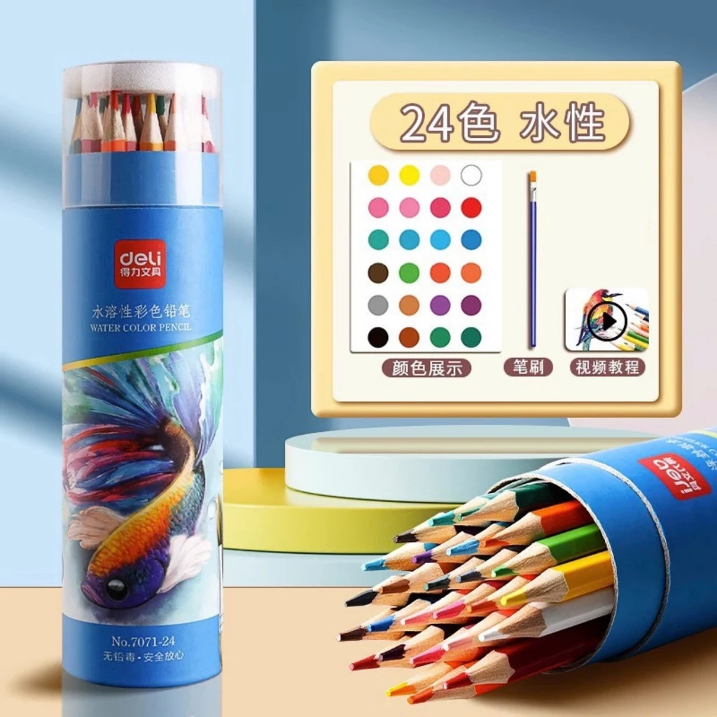 [Hỏa tốc HCM] Bút chì màu Deli gốc nước dạng cốc 7071 màu sắc tươi sáng 12/24/36/48 màu