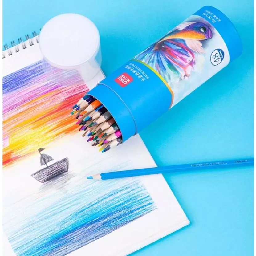 [Hỏa tốc HCM] Bút chì màu Deli gốc nước dạng cốc 7071 màu sắc tươi sáng 12/24/36/48 màu