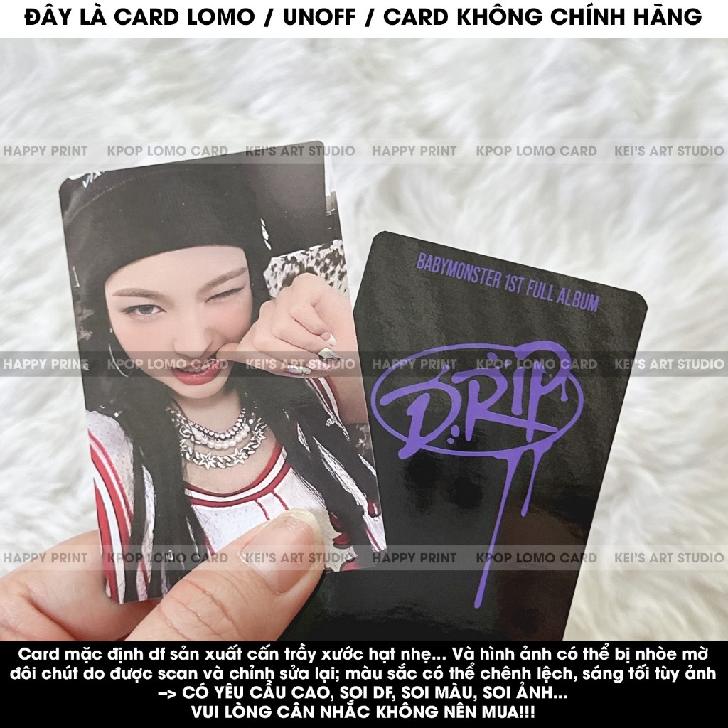 [CARD LOMO MUA 3 TẶNG 1] P1 Card Babymonster DRIP album mới: Baemon, BM, Ruka, Pharita, Asa, Ahyeon, Rami, Rora và Chiqu