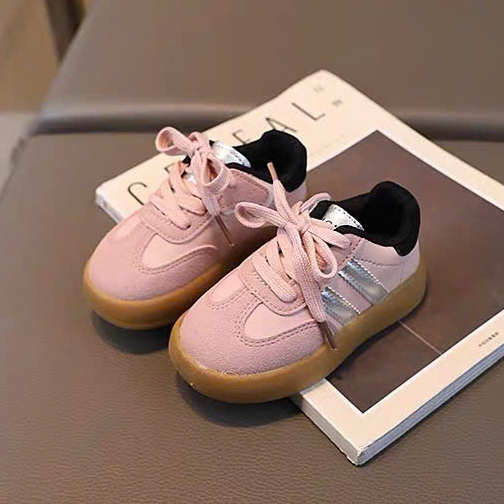 giày thể thao bé trai bé gái 2 sọc cổ thấp da PU mềm êm chan chống trượt QCCC full box mẫu mới cho bé từ 1 tuổi 785