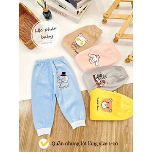 Quần nhung lót lông siêu mềm mịn hình đáng yêu cho bé từ 3-13kg
