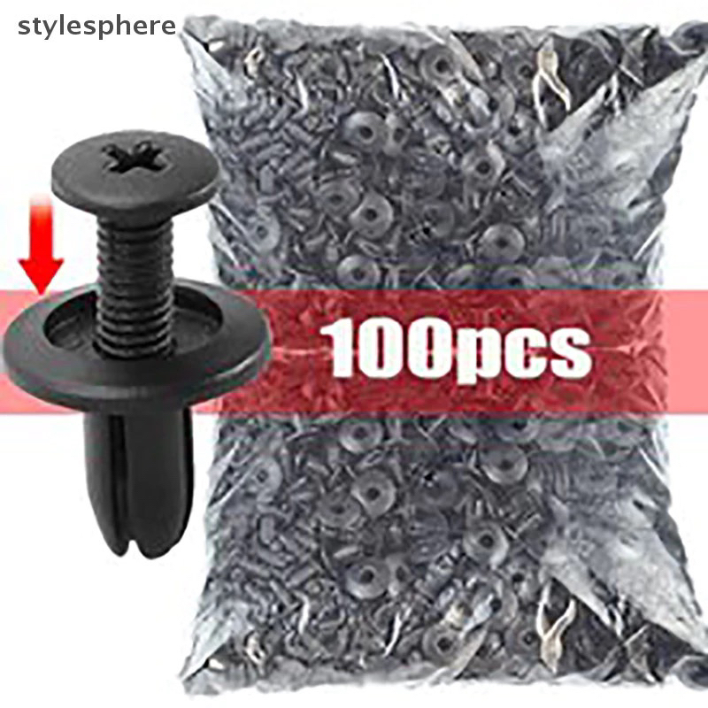 Bộ 100 đinh tán nhựa, nốc vít nhựa, chốt nở cho phụ tùng xe ô tô, KT lỗ 8mm hàng chính hãng