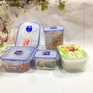 Set Hộp bảo quản thực phẩm nhựa Song Long dày đẹp loại 4 khóa có roong hoặc lắp cài