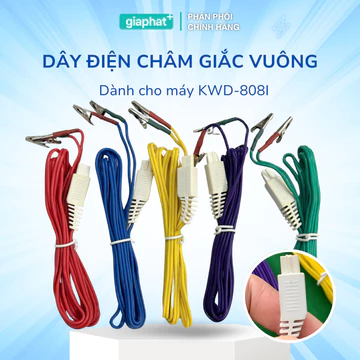 (Loại 1) Dây máy điện châm giắc vuông 2 đầu ra dây kẹp kim máy châm cứu Trung Quốc KWD-808I