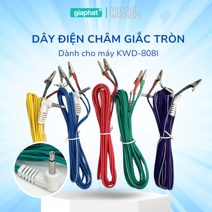 (Loại 1) Dây máy điện châm giắc tròn 2 đầu ra phụ kiện máy châm cứu dây kẹp kim Trung Quốc KWD-808I