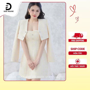 sét dạ bayby 2 dây dáng ngắn cao cấp DOE HOUSE