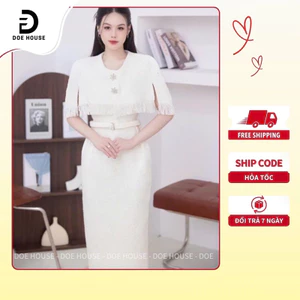 Váy dạ tweed ánh kim thiết kế sang trọng lịch lãm dành cho giới thượng lưu