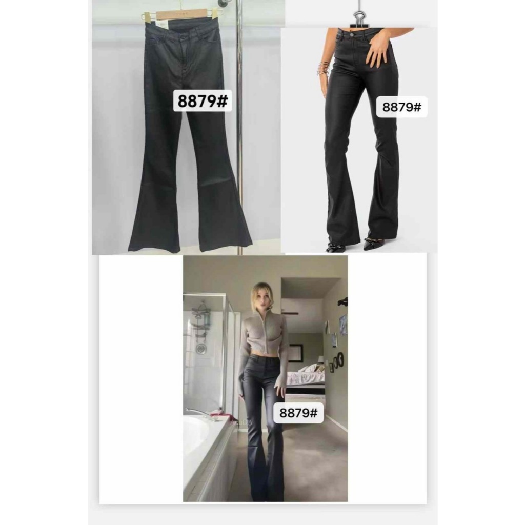 Thuy Lam Boutique - Quần da dáng dài cạp cao mã QC8879 Ống loe Nữ da lỳ  Women Voi Pants