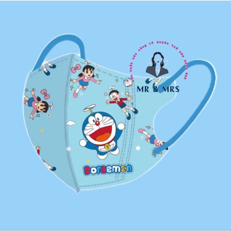 ( Set 10c) Khẩu Trang Hoạt Hình Doraemon - cho bé14kg - 25kg