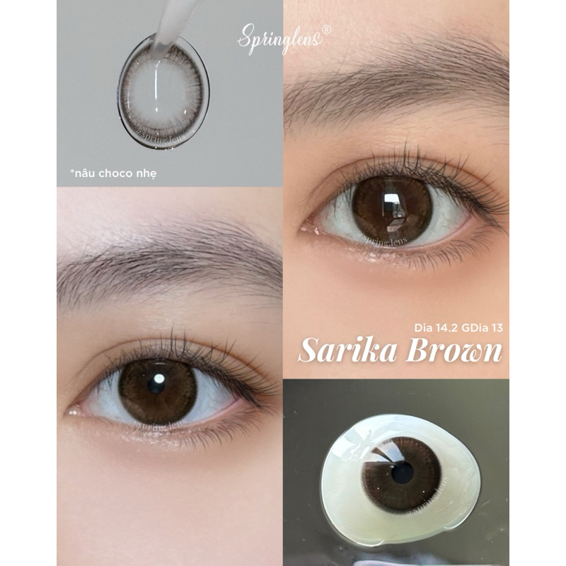 Kính áp tròng Sarika Brown nâu choco tự nhiên giãn nhẹ Silicone Hydrogel 1 tháng | Spring Lens