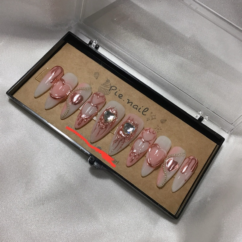 145. nailbox nền thạch ombre, tráng gương hồng