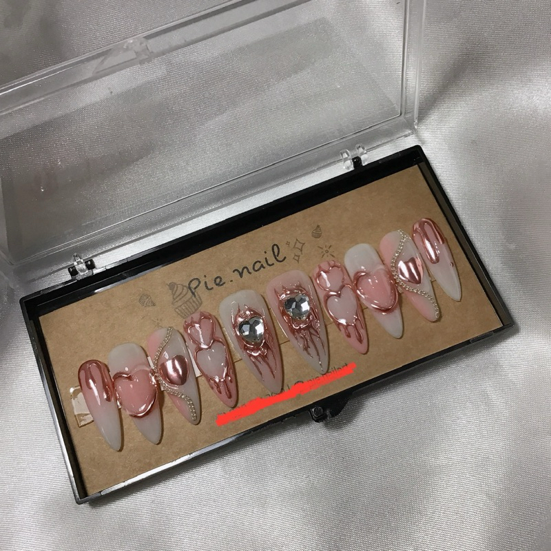 145. nailbox nền thạch ombre, tráng gương hồng