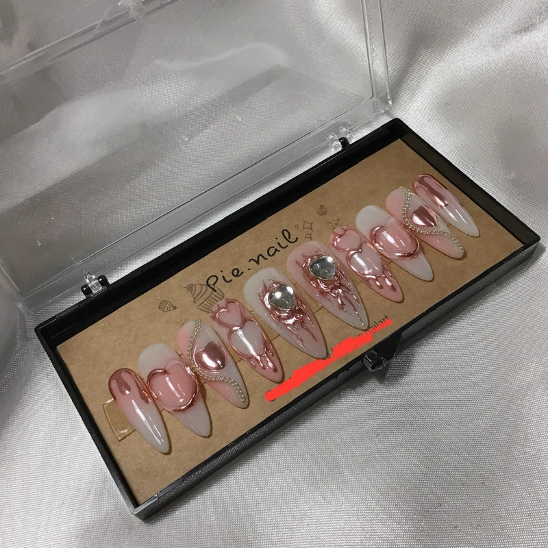 145. nailbox nền thạch ombre, tráng gương hồng