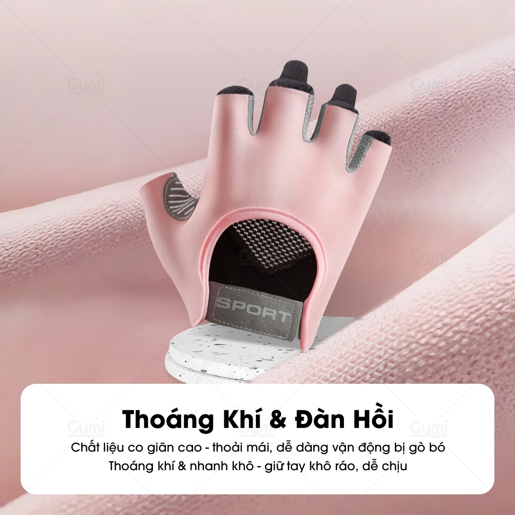 Găng Tay Sport Tập Gym Nữ Chống Trượt Tập Yoga, Gym, Goft, Đạp Xe, Đệm Silicon Cao Cấp - GT-SportNuSilicone