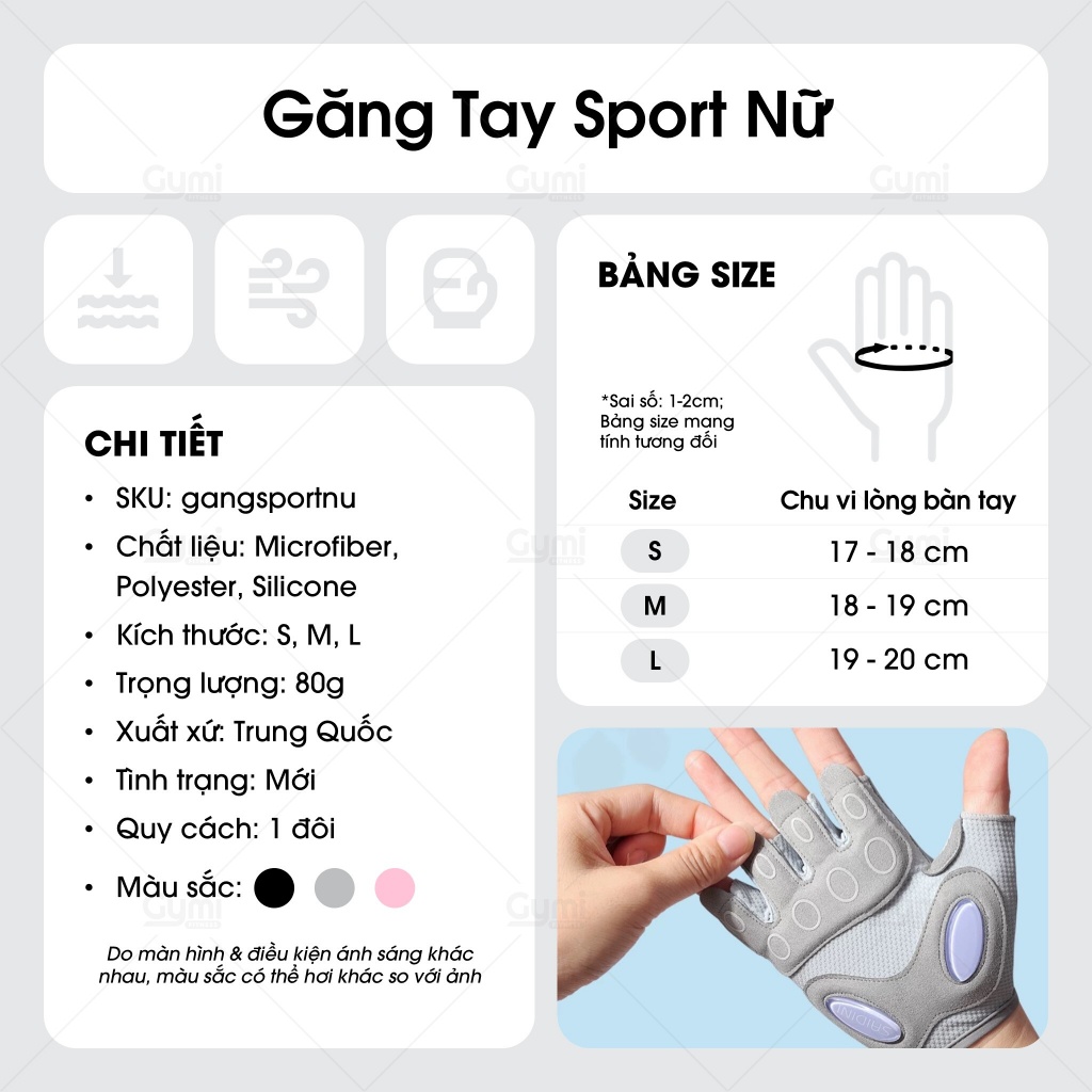 Găng Tay Sport Tập Gym Nữ Chống Trượt Tập Yoga, Gym, Goft, Đạp Xe, Đệm Silicon Cao Cấp - GT-SportNuSilicone