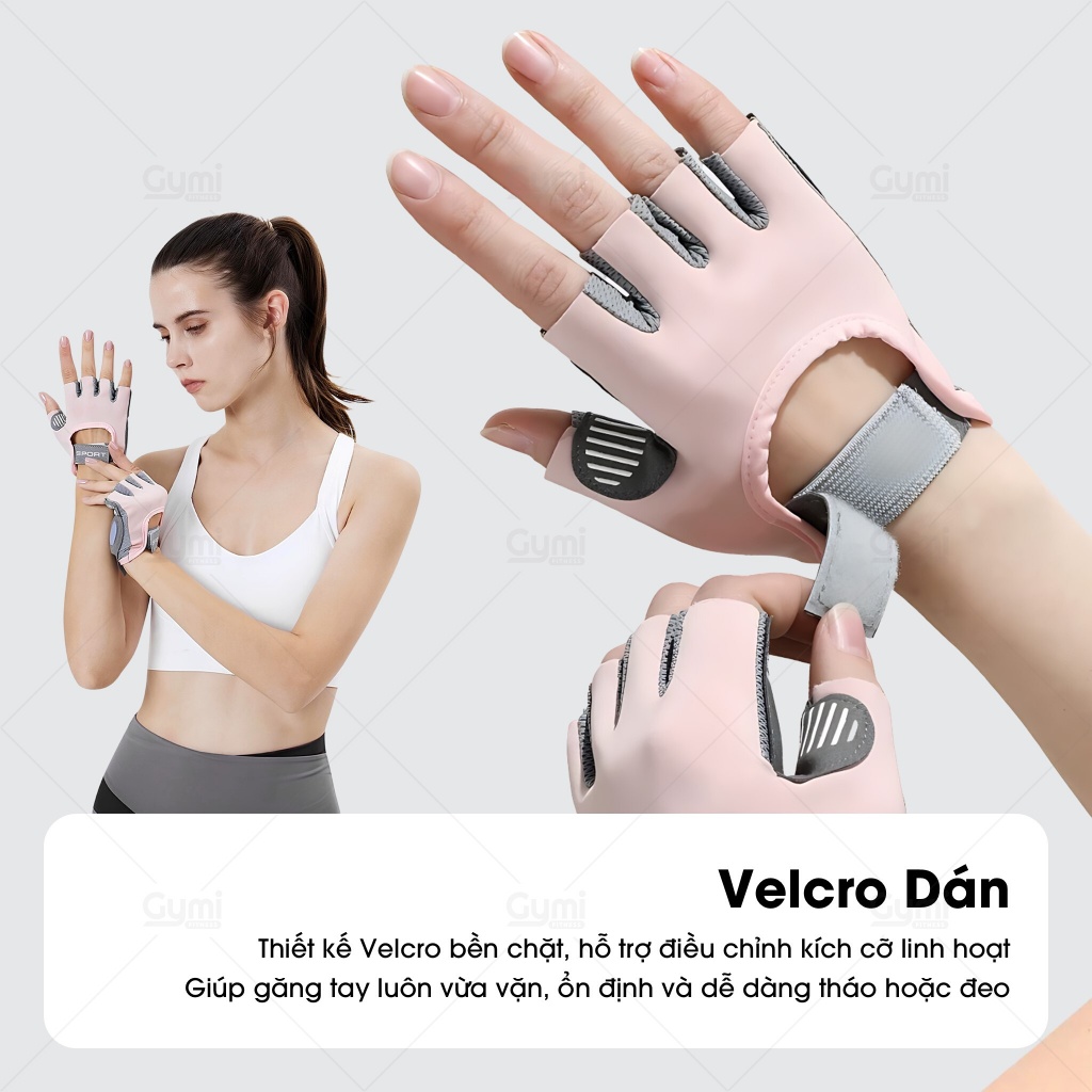 Găng Tay Sport Tập Gym Nữ Chống Trượt Tập Yoga, Gym, Goft, Đạp Xe, Đệm Silicon Cao Cấp - GT-SportNuSilicone