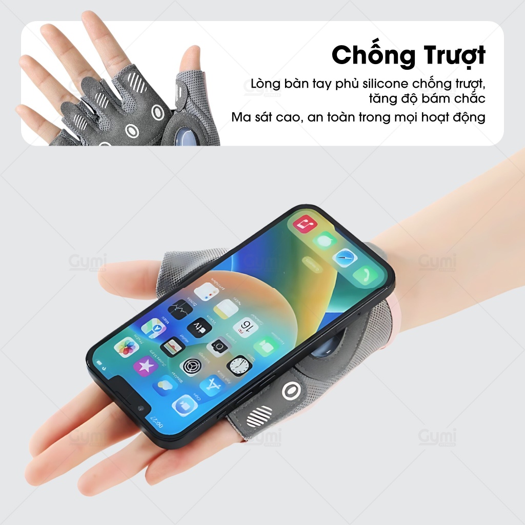 Găng Tay Sport Tập Gym Nữ Chống Trượt Tập Yoga, Gym, Goft, Đạp Xe, Đệm Silicon Cao Cấp - GT-SportNuSilicone