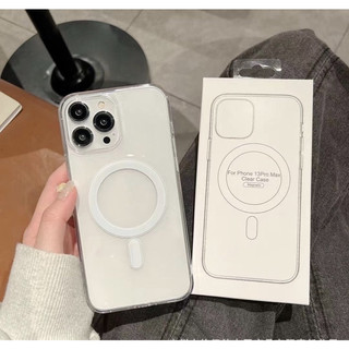Ốp lưng iPhone trong suốt từ tính hỗ trợ sạc nhanh không dây cho 11 12 13 14 15 16 17 pro max x xr xs xsmax 7 8 plus