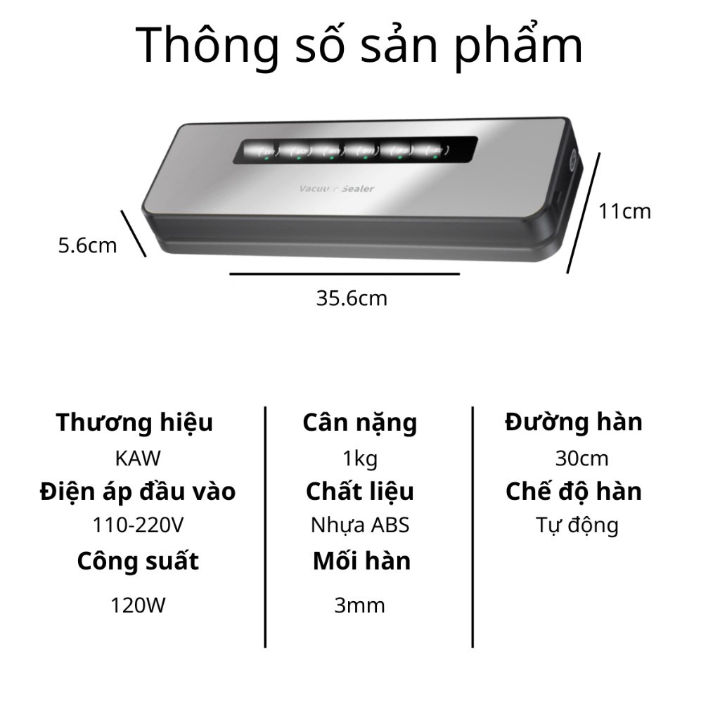 Product image Máy Hút Chân Không thực phẩm SWI/KAW K5 Hút Tự Động Không Kén Túi Công Suất Lớn, Bảo Hành 12 Tháng 1