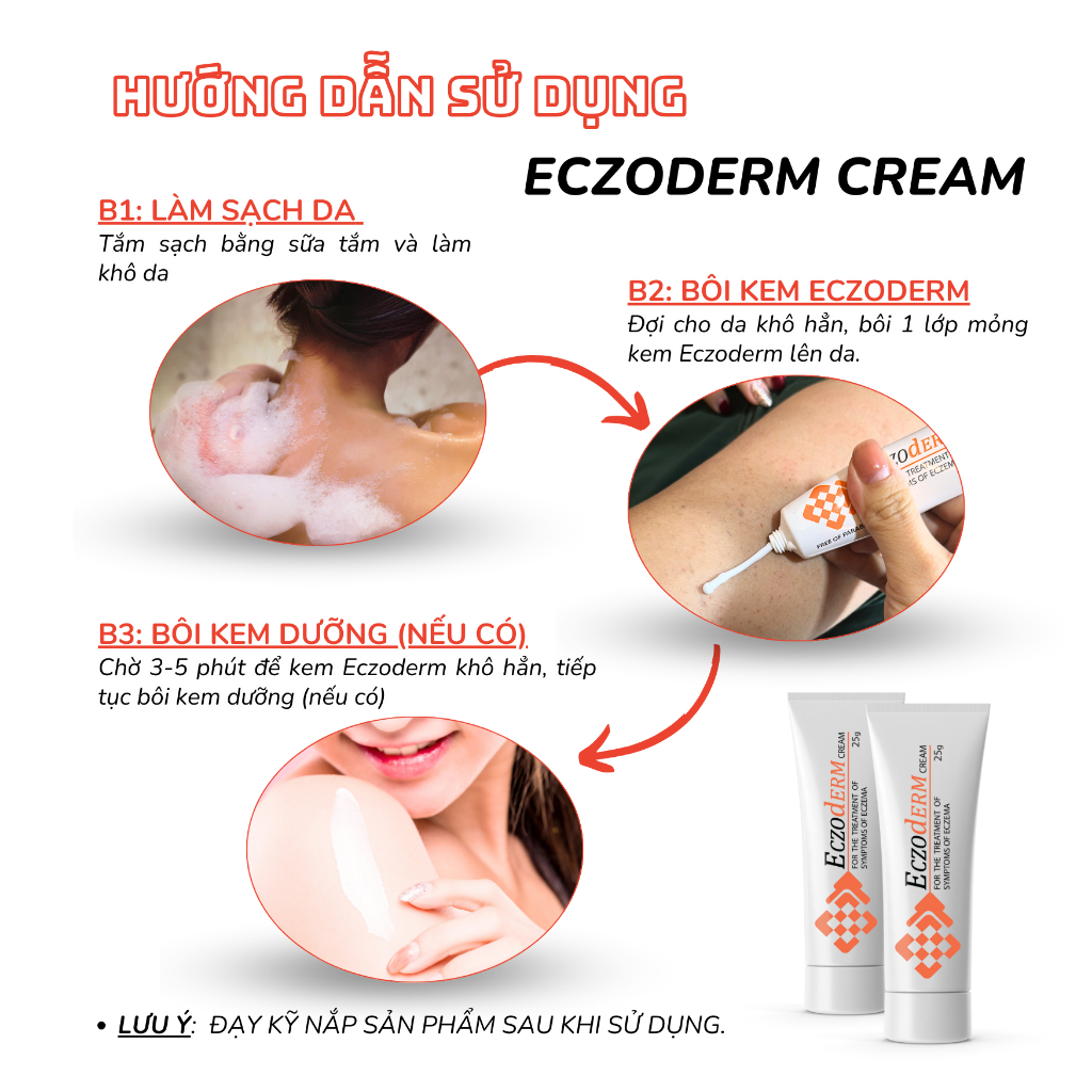 Kem Eczoderm Hỗ Trợ Eczema,Viêm Nang Lông, Viêm Da Cơ Địa, Mụn Lưng, Mụn Cơ thể, Chàm Sữa Chính Hãng