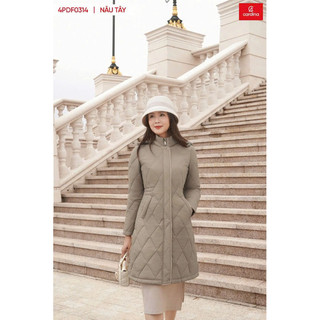 4PDF03 Áo phao trần trám nữ CARDINA dáng dài với cấu trúc bông Nhật Bản mang lại hiệu quả giữ ấm tối ưu