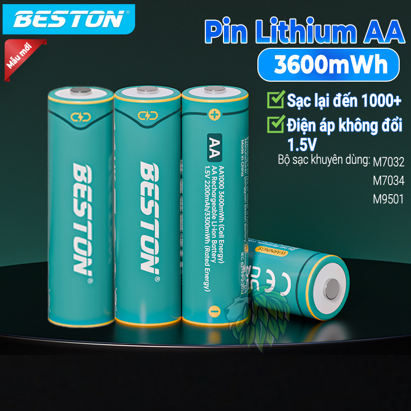 Vỉ 04 viên pin tiểu sạc 1.5V 3600mWh AA (2A) Lithium Ion Beston 1.5V ...