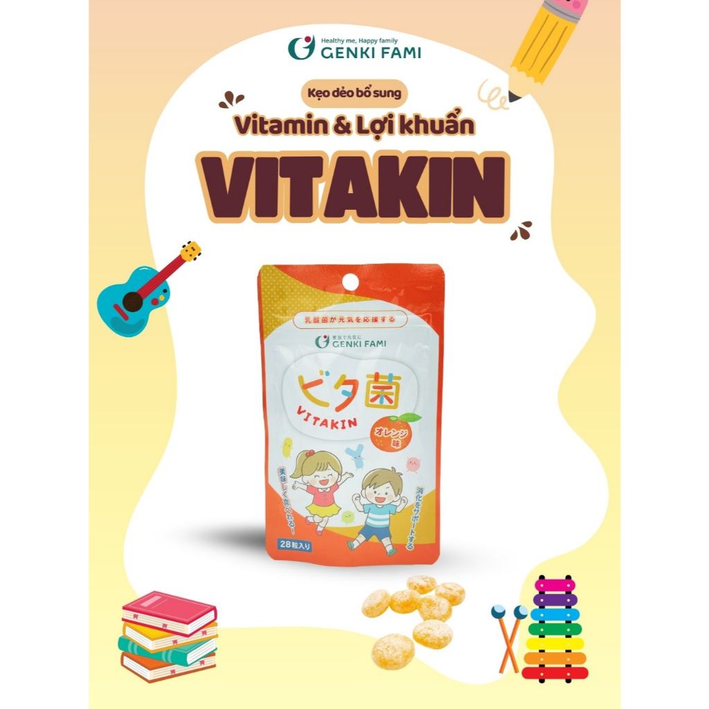 Ảnh Kẹo Dẻo Vị Cam Bổ Sung Vitamin và Lợi Khuẩn Genki Fami Nhật Bản 2