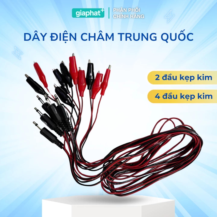 (Loại 1) Dây máy điện châm 2 đầu ra và 4 đầu ra Trung Quốc giắc cắm nhựa dây kẹp kim máy châm cứu đỏ đen