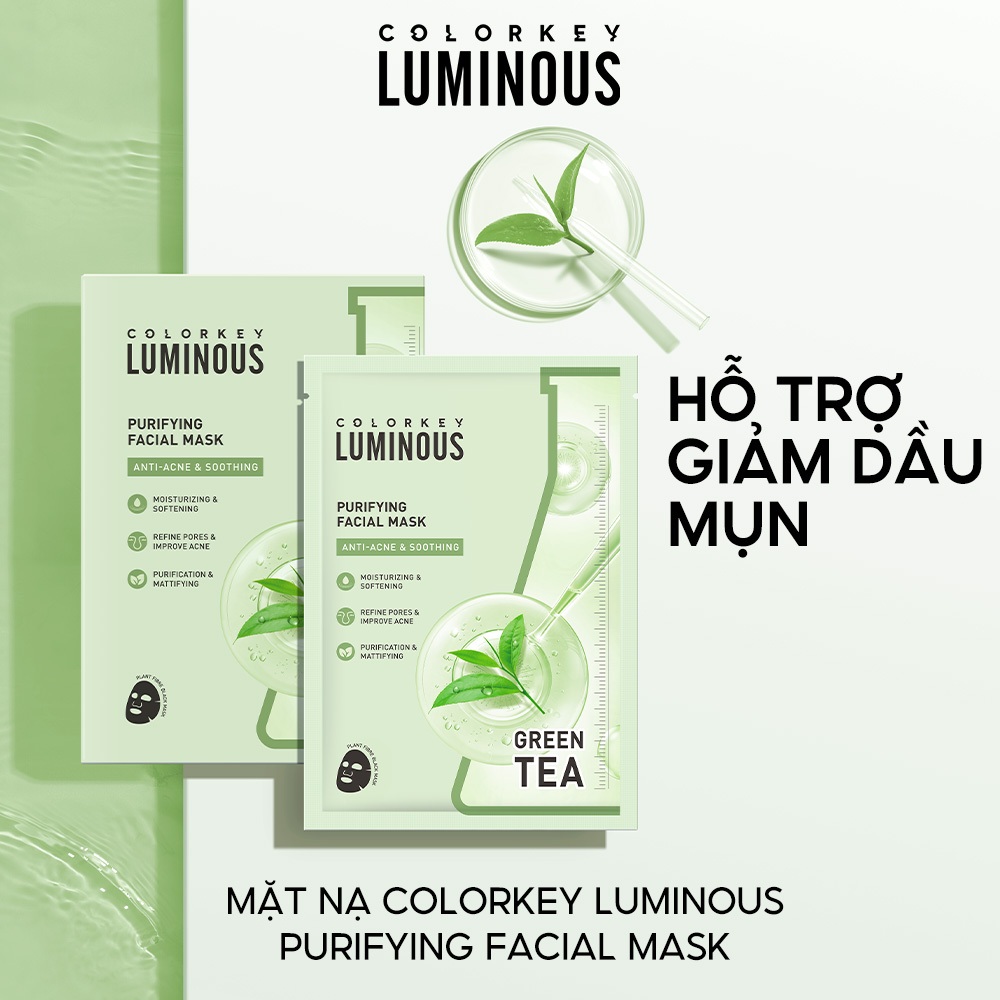 [QUÀ TẶNG - KHÔNG BÁN] 1 Miếng Mặt Nạ Trà Xanh COLORKEY LUMINOUS BHA Hỗ Trợ Giảm Dầu Mụn 25ml/miếng