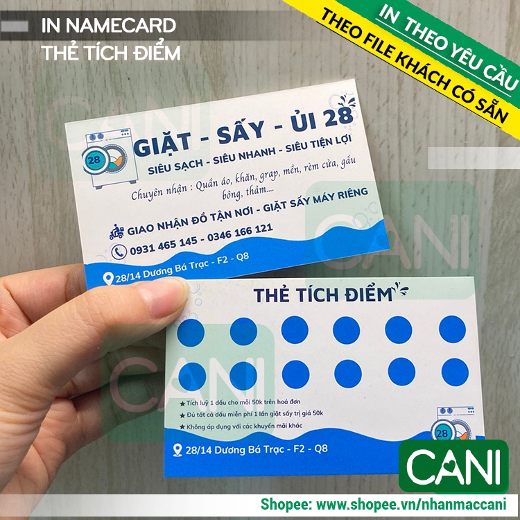 CANI In card cảm ơn theo yêu cầu GIÀ RẺ - 500c - 1000c - 2000c IN THEO FILE KHÁCH CÓ SẴN - In thẻ tích điểm CANI