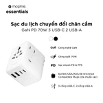 [MUA 1 TẶNG 1] Bộ Sạc Đa Năng 70W PD Chuyển Đổi Ổ Cắm Điện AC Mophie Essentials PD 3C2A GaN-Multi Port-Bảo Hành 2 Năm — ảnh 3