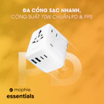 [MUA 1 TẶNG 1] Bộ Sạc Đa Năng 70W PD Chuyển Đổi Ổ Cắm Điện AC Mophie Essentials PD 3C2A GaN-Multi Port-Bảo Hành 2 Năm — ảnh 6