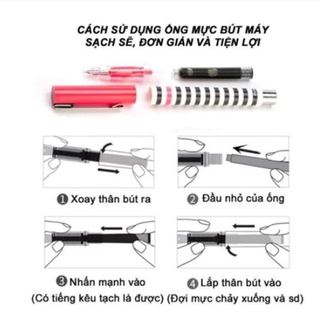 Bút máy bấm, bút mực luyện chữ đẹp, ngòi kim tinh êm trơn