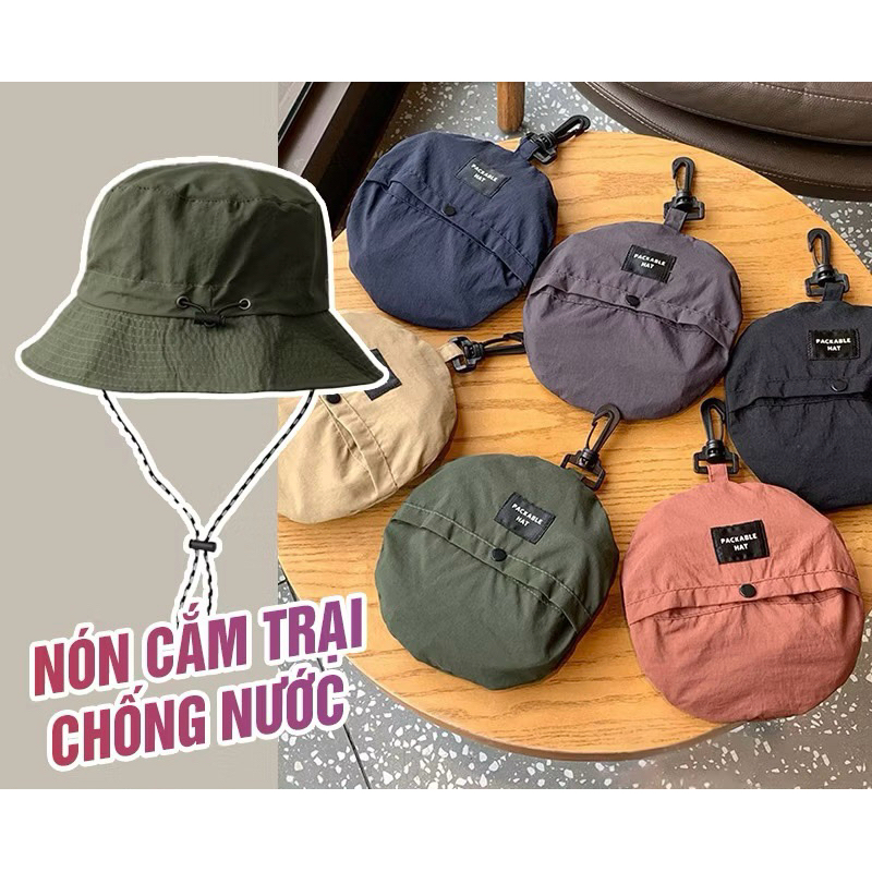 MŨ TAI BÈO CAMPING GẤP GỌN,CHỐNG NƯỚC MAU KHÔ NAM NỮ