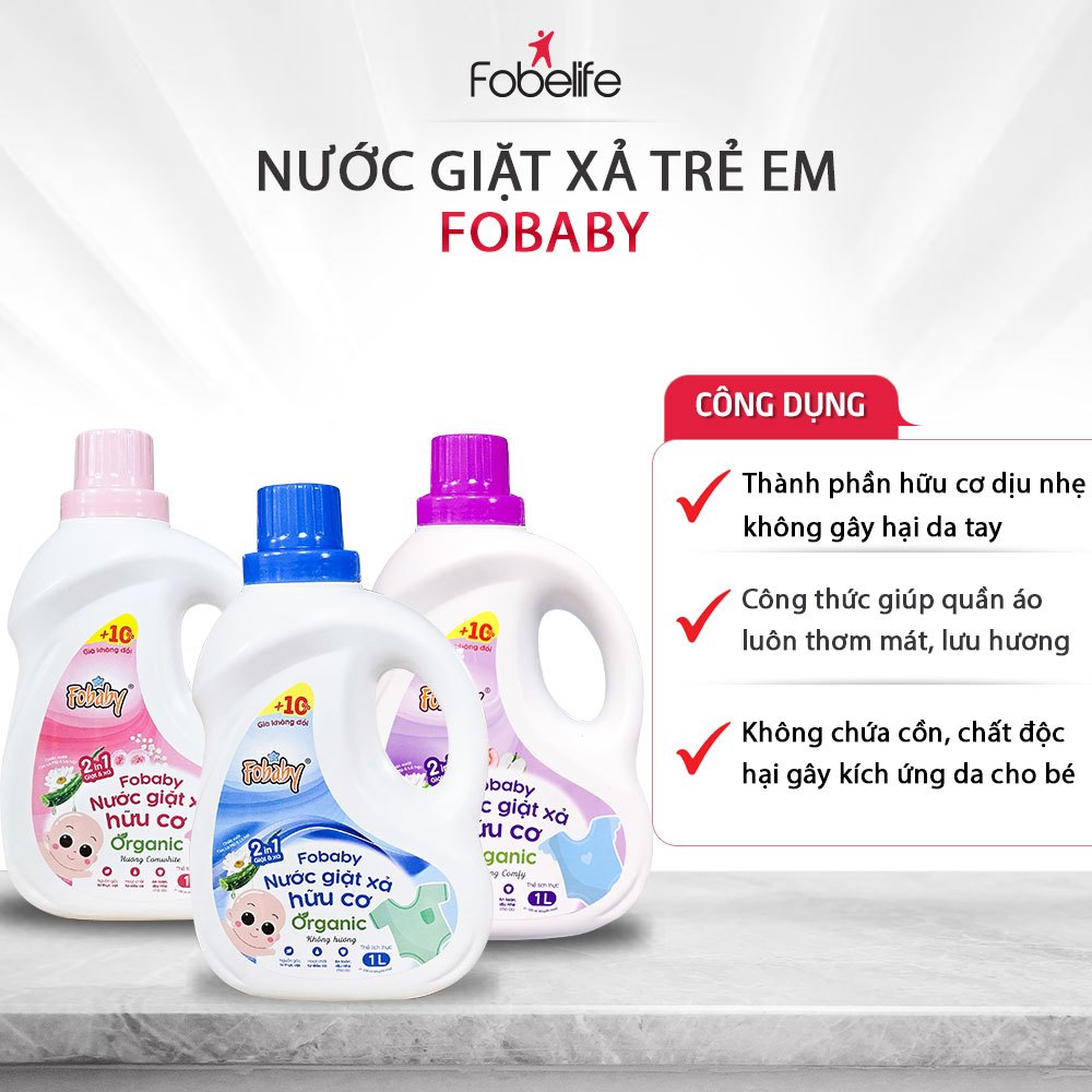 Nước Giặt Xả Fobaby 1000ml Hữu Cơ Cho Bé Lưu Hương Lâu, An Toàn Cho Bé N2