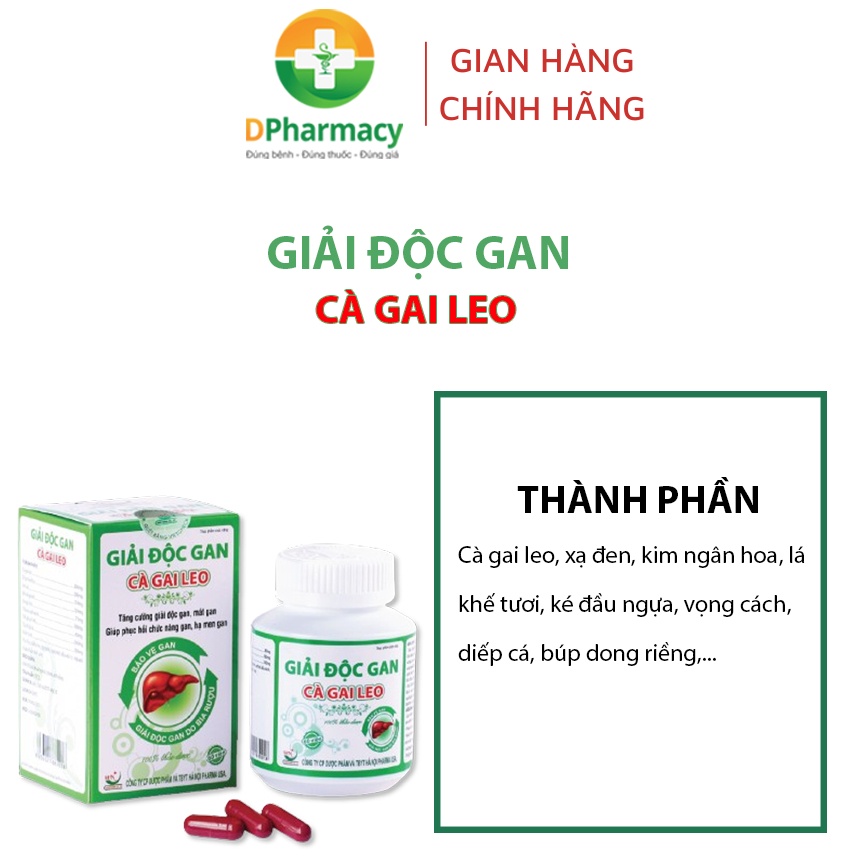 Viên uống giải độc gan CÀ GAI LEO, thanh nhiệt, mát gan, hỗ trợ giải độc gan, bảo vệ gan, hạ men gan