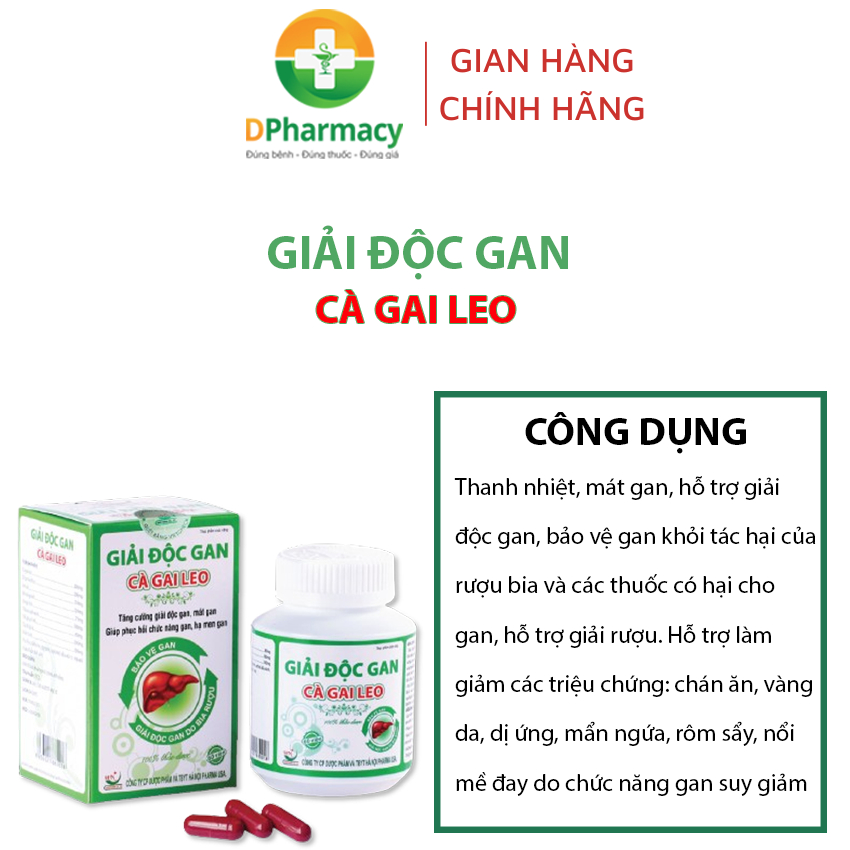 Viên uống giải độc gan CÀ GAI LEO, thanh nhiệt, mát gan, hỗ trợ giải độc gan, bảo vệ gan, hạ men gan