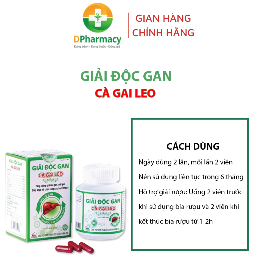Viên uống giải độc gan CÀ GAI LEO, thanh nhiệt, mát gan, hỗ trợ giải độc gan, bảo vệ gan, hạ men gan