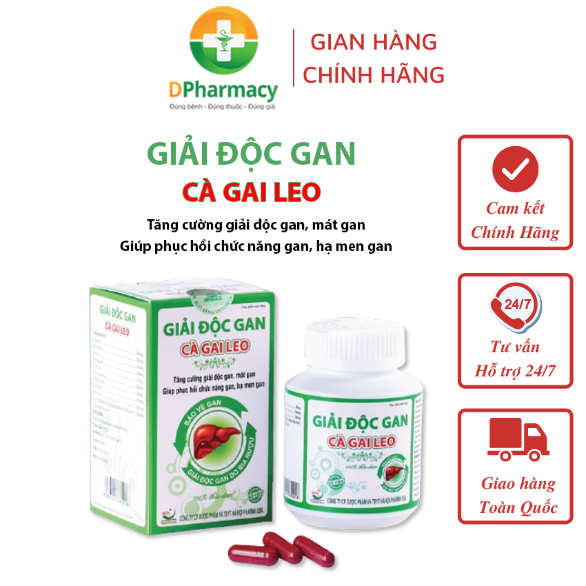 Viên uống giải độc gan CÀ GAI LEO, thanh nhiệt, mát gan, hỗ trợ giải độc gan, bảo vệ gan, hạ men gan